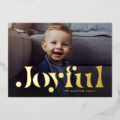 Joyful simple modern one photo Christmas Folie Feestdagenkaart (Voorkant)
