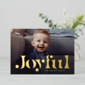 Joyful simple modern one photo Christmas Folie Feestdagenkaart (Staand Voorkant)