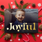 Joyful simple modern one photo Christmas Folie Feestdagenkaart