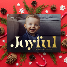 Joyful simple modern one photo Christmas