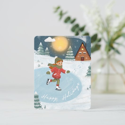 "Joyful skater" Feestdagenkaart (Staand voorkant)