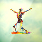 Joyful Skeleton: Dans van kleuren Raamsticker (Vel 3)