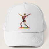 Joyful Skeleton: Dans van kleuren Trucker Pet (Voorkant)