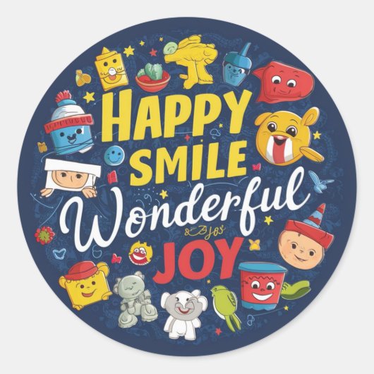 Joyful Smiles Classic Ronde Stickers (Voorkant)