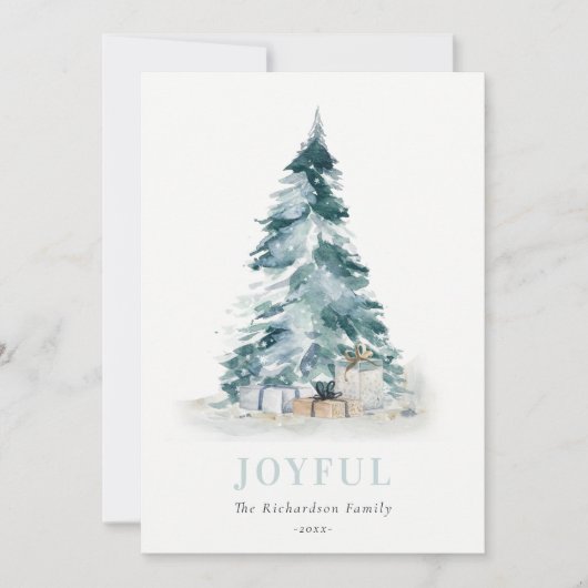 Joyful Snow Waterverf Pine-kerstboom - cadeau Feestdagenkaart (Voorkant)