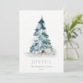 Joyful Snow Waterverf Pine-kerstboom - cadeau Feestdagenkaart (Staand voorkant)