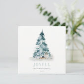 Joyful Snow Waterverf Pine-kerstboomgeschenken Feestdagenkaart (Staand voorkant)