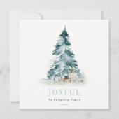 Joyful Snow Waterverf Pine-kerstboomgeschenken Feestdagenkaart (Voorkant)