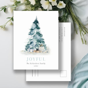 Joyful Snow Waterverf Pine-kerstboomgeschenken Feestdagenkaart