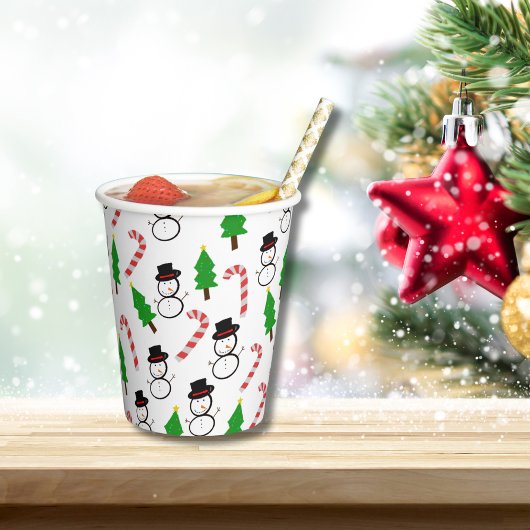 Joyful Snowman Candy Cane Sips | Christmas Papieren Bekers