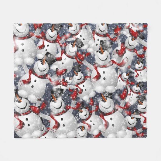 Joyful Snowman Christmas Fleece Deken (Voorkant (Horizontaal))