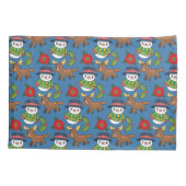 Joyful Snowman Deer Winter Holiday Patroon Kussensloop (Achterkant)