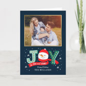 Joyful Snowman Folded Holiday Fotokaart Feestdagen Kaart (Voorkant)