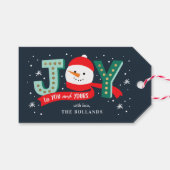 Joyful Snowman Holiday Gift Labels BEWERKBARE KLEU Cadeaulabel (Voorkant (Horizontaal))