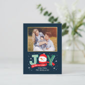 Joyful Snowman Holiday Photo Card Briefkaart (Staand voorkant)