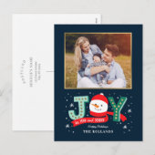 Joyful Snowman Holiday Photo Card Briefkaart (Voorkant / Achterkant)