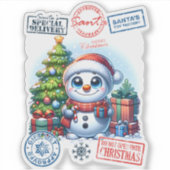 Joyful Snowman Kerst sticker (Voorkant)