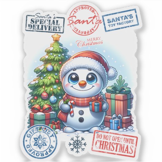 Joyful Snowman Kerst sticker (Voorkant)