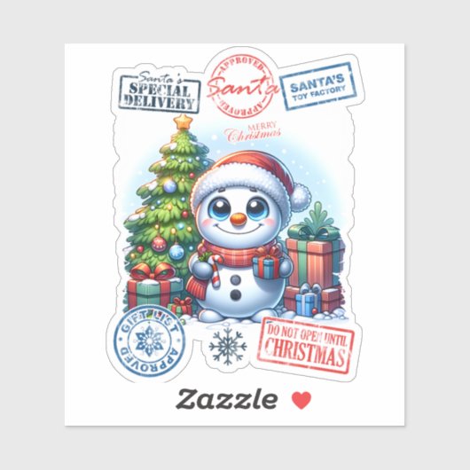 Joyful Snowman Kerst sticker (Vel)