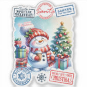 Joyful Snowman Kerst sticker (Voorkant)