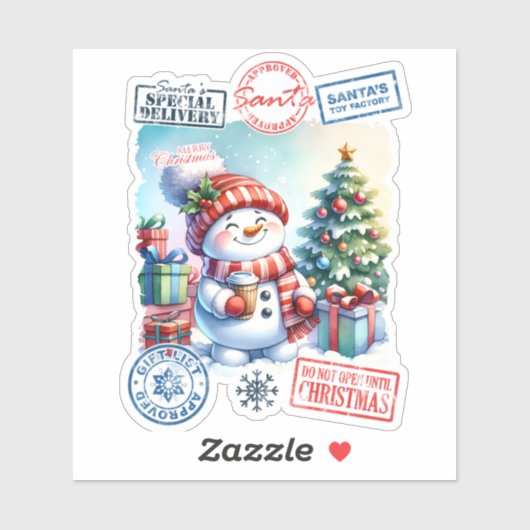 Joyful Snowman Kerst sticker (Vel)