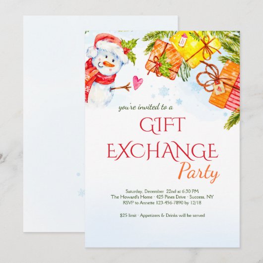 Joyful Snowman-uitnodiging Kaart (Voorkant / Achterkant)