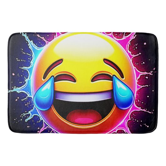 Joyful Splash: Laughing Emoji Art Badmat (Voorkant)