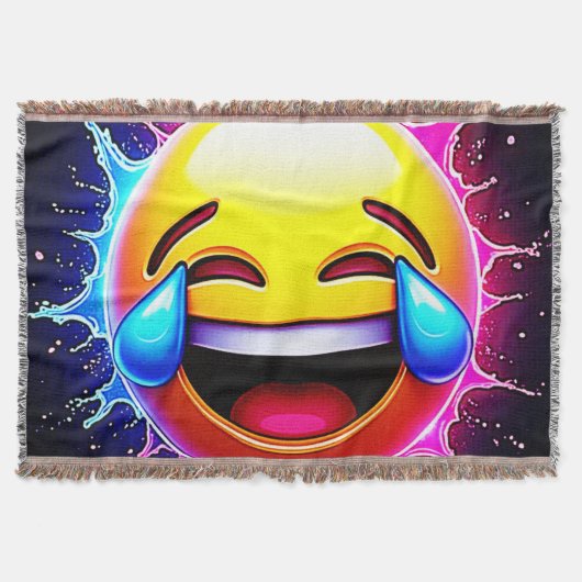 Joyful Splash: Laughing Emoji Art Deken (Voorkant)