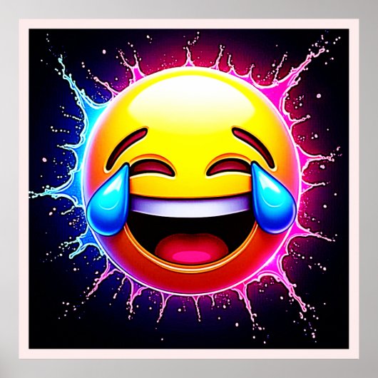 Joyful Splash: Laughing Emoji Art Poster (Voorkant)