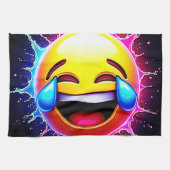 Joyful Splash: Laughing Emoji Art Theedoek (Horizontaal)