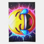 Joyful Splash: Laughing Emoji Art Theedoek (Verticaal)