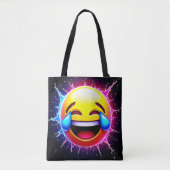 Joyful Splash: Laughing Emoji Art Tote Bag (Voorkant)
