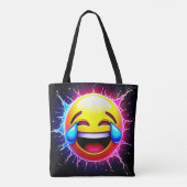 Joyful Splash: Laughing Emoji Art Tote Bag (Achterkant)