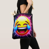 Joyful Splash: Laughing Emoji Art Tote Bag (Dichtbij)