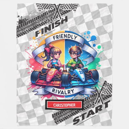 Joyful Sport Auto Deken Racing Waterverf Boy (Voorkant)