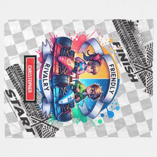 Joyful Sport Auto Deken Racing Waterverf Boy (Voorkant (Horizontaal))