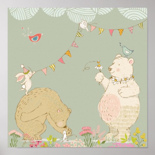 Joyful spring beren poster (Voorkant)