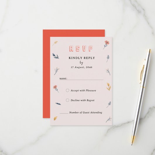 Joyful Spring Bloemen Uitnodiging bruiloft RSVP ka (Voorkant / Achterkant in situ)