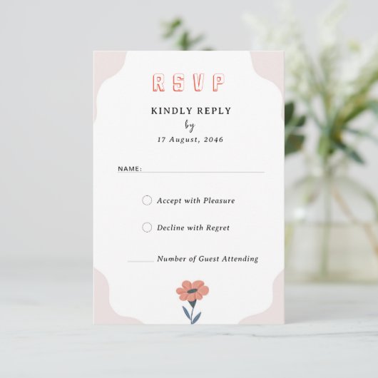 Joyful Spring Floral Wedding Invitation RSVP kaart (Staand voorkant)