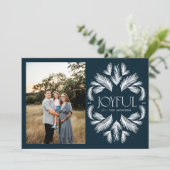 Joyful Spruce Lijst blauw Feestdagenkaart (Staand voorkant)