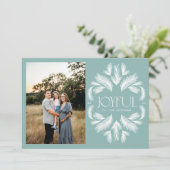 Joyful Spruce Lijst Blauwgroen Feestdagenkaart (Staand voorkant)