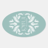 Joyful Spruce Lijst Blauwgroen Ovale Sticker (Voorkant)