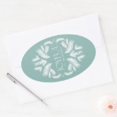 Joyful Spruce Lijst Blauwgroen Ovale Sticker (Envelop)