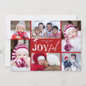 Joyful Star Mix Typography Moderne 6 Photo Grid Feestdagenkaart (Voorkant)
