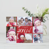 Joyful Star Mix Typography Moderne 6 Photo Grid Feestdagenkaart (Staand voorkant)