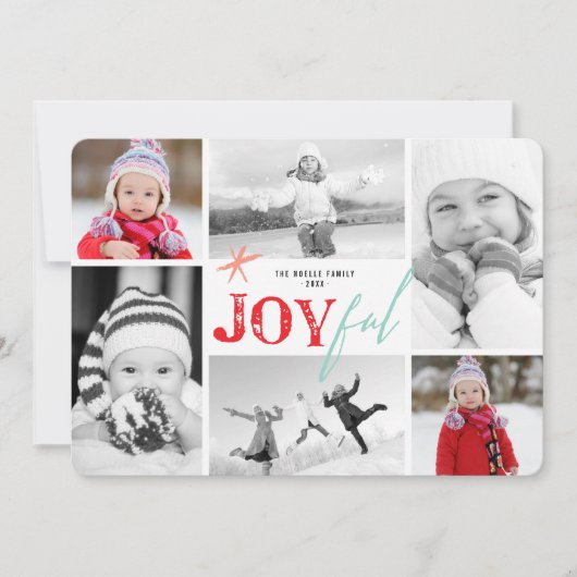 Joyful Star Typography Modern minimalist 6 Foto Feestdagenkaart (Voorkant)