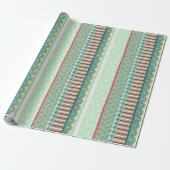 Joyful Stripe Green Christmas Wrapping Paper Cadeaupapier (Uitgerold)