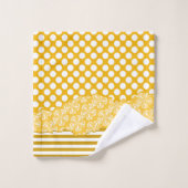 Joyful Stripes Floral Polka Dot Layered Yellow Bad Handdoek (Wasdoekje)