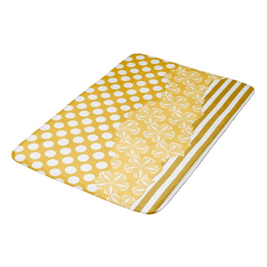 Joyful Stripes Floral Polka Dot Layered Yellow Badmat (Gekanteld)