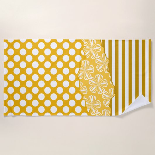 Joyful Stripes Floral Polka Dot Layered Yellow Strandlaken (Voorkant)